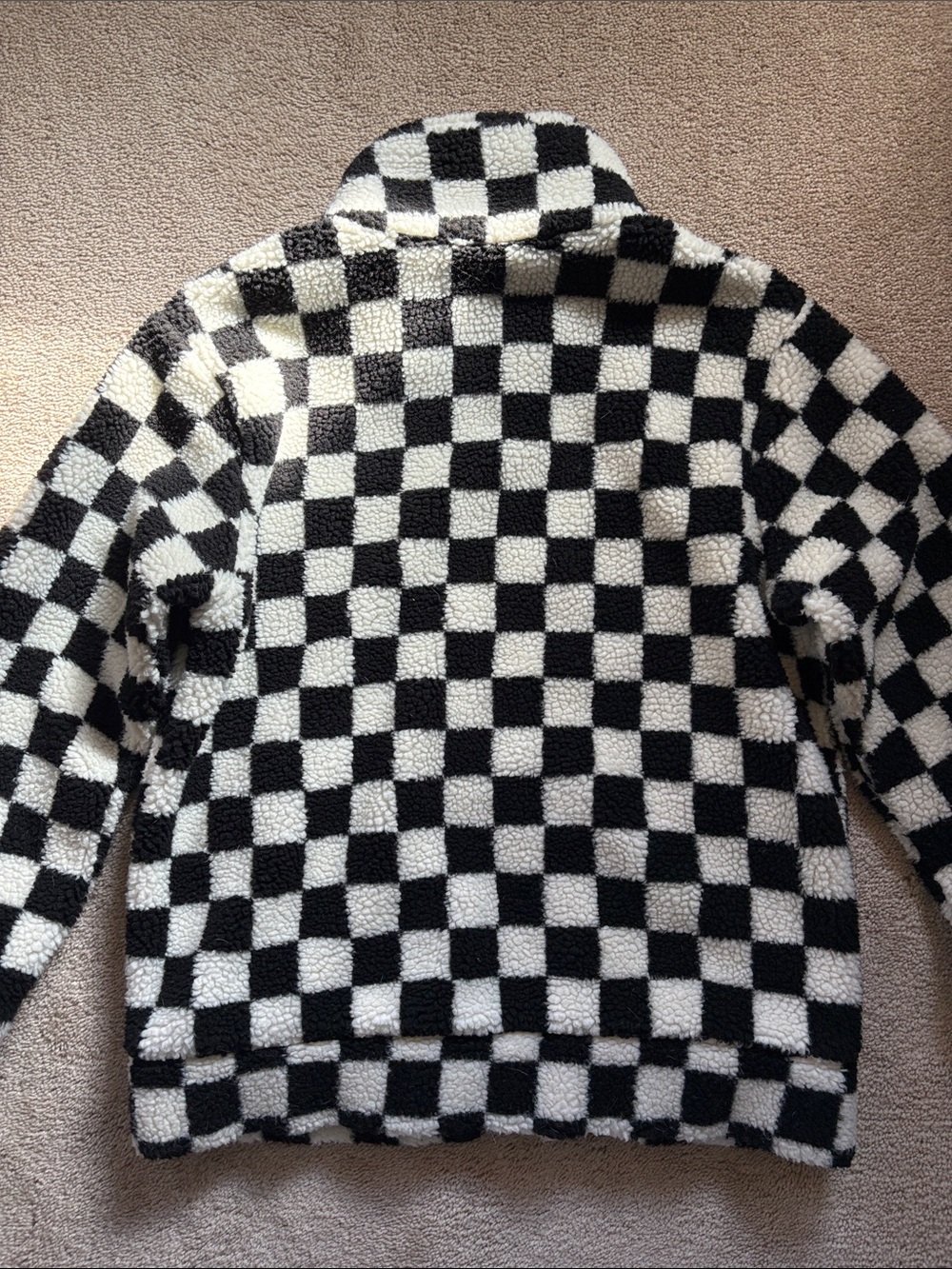Vans | Checkerboard Sherpa Jacket in Black & White with Mint Trim - Picture 7 of 11